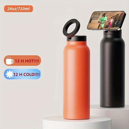 Water Bottle with Magnetic Phone Holder