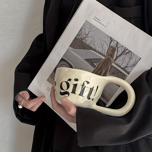 Elegant ceramic mug with an inspiring inscription, perfect for coffee, tea, or as a thoughtful gift.