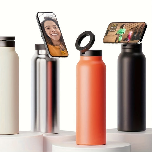 Water Bottle with Magnetic Phone Holder