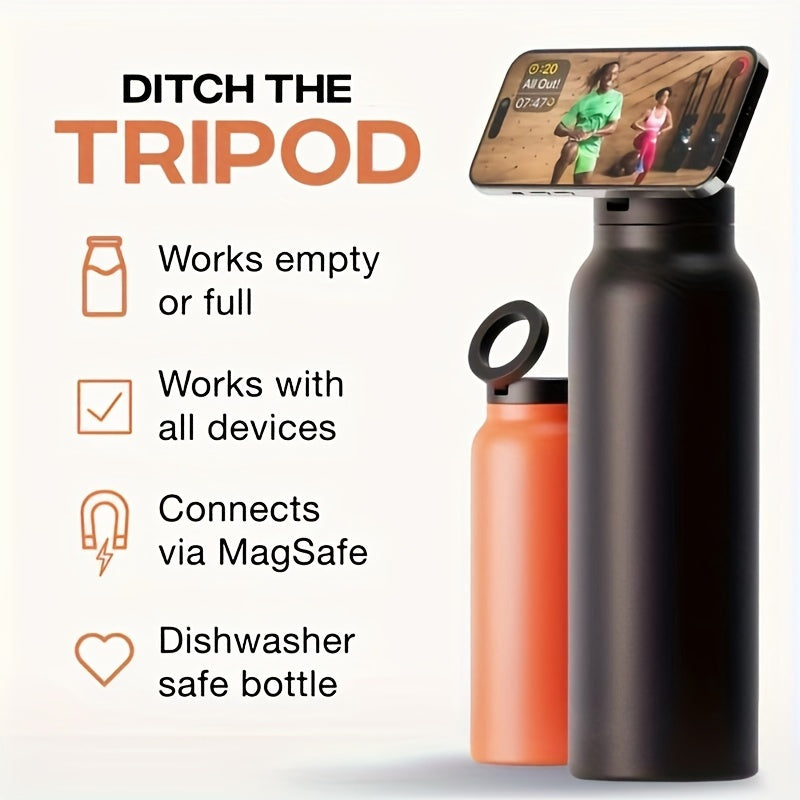 Water Bottle with Magnetic Phone Holder